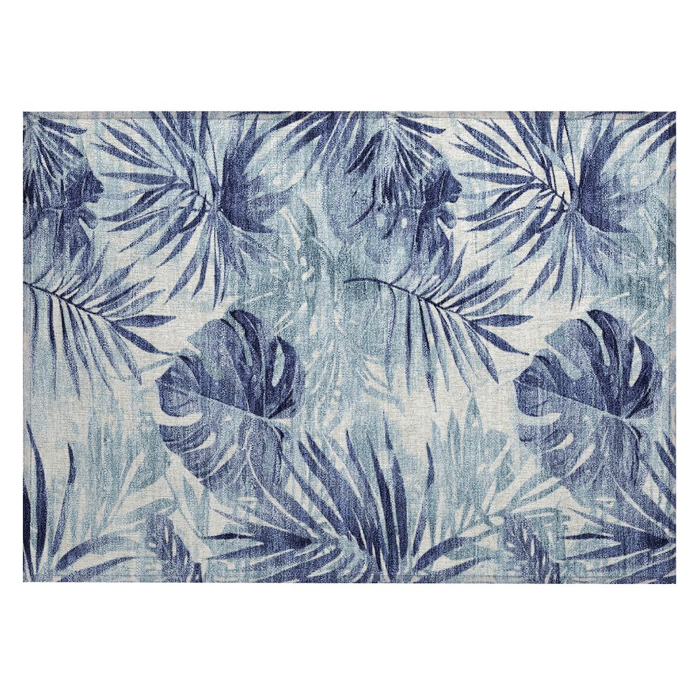 Machine Washable Indoor/Outdoor Chantille Blue 1'8" x 2'6" Rug