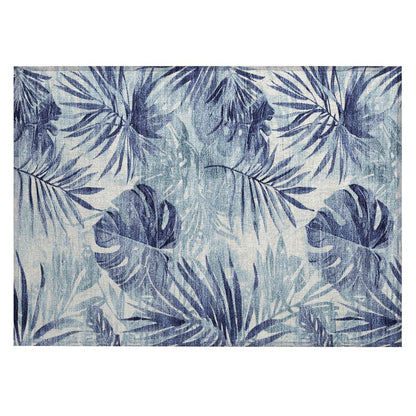 Machine Washable Indoor/Outdoor Chantille Blue 1'8" x 2'6" Rug