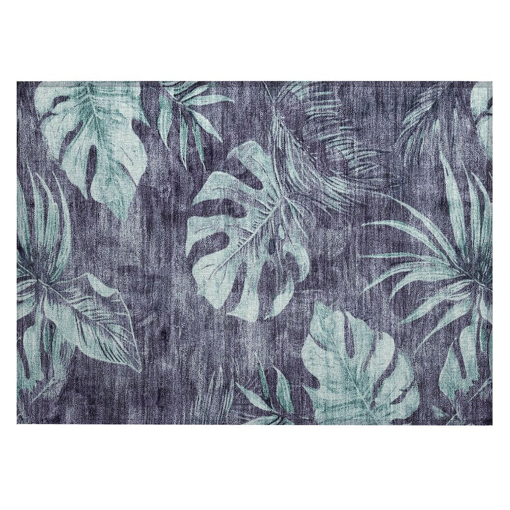 Machine Washable Indoor/Outdoor Chantille Blue 1'8" x 2'6" Rug