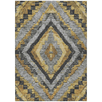 Machine Washable Indoor/Outdoor Chantille Gold 2'6" x 3'10" Rug