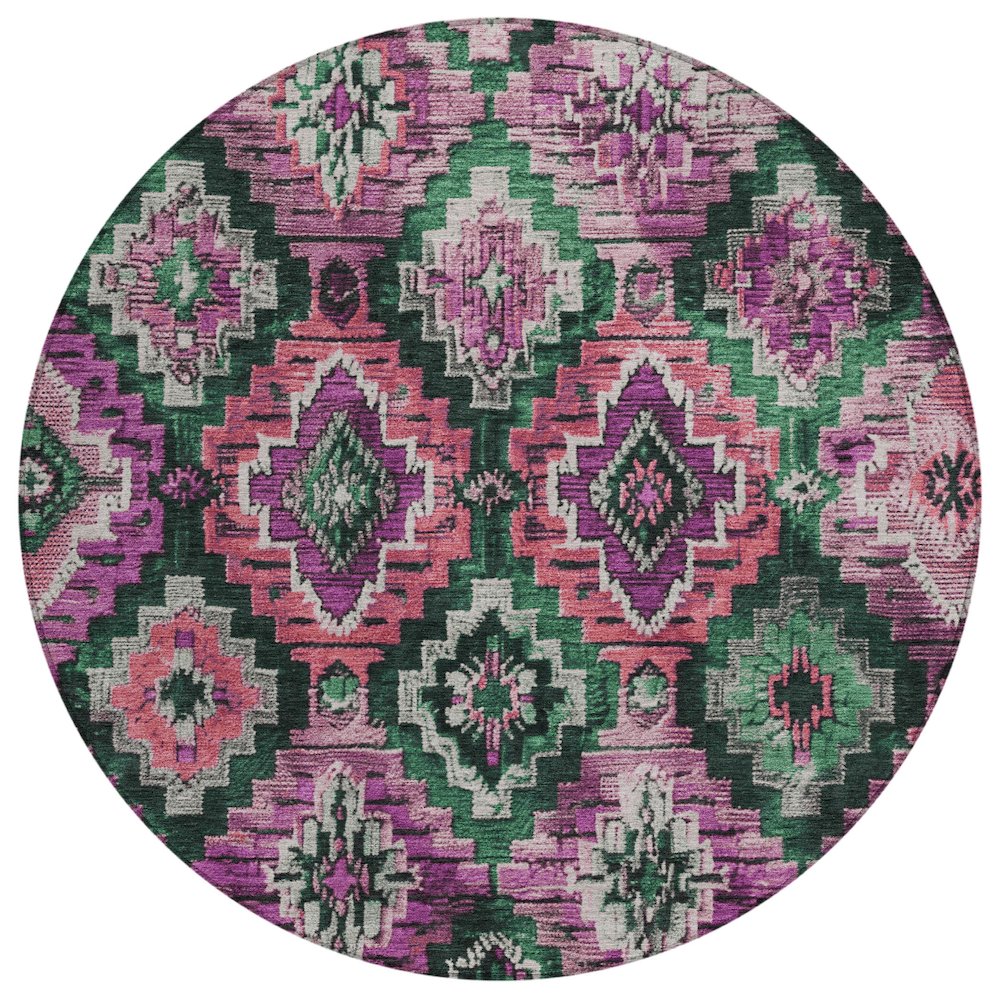 Machine Washable Indoor/Outdoor Chantille Blush 8' x 8' Round Rug
