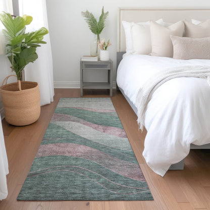 Machine Washable Indoor/Outdoor Chantille Sage 2'3" x 7'6" Runner Rug