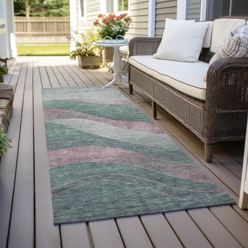 Machine Washable Indoor/Outdoor Chantille Sage 2'3" x 7'6" Runner Rug