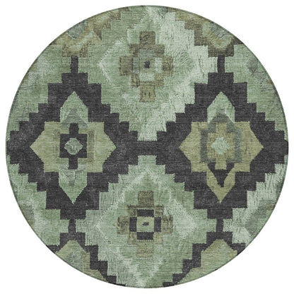 Machine Washable Indoor/Outdoor Chantille Aloe 8' x 8' Round Rug