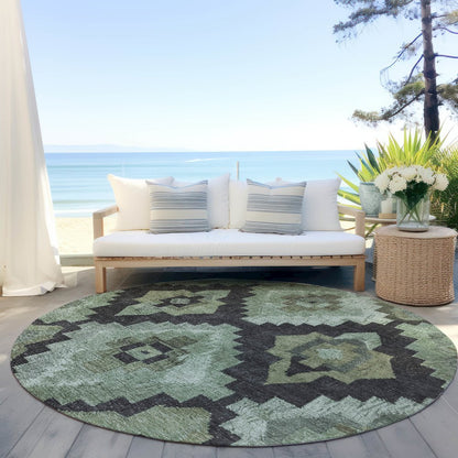 Machine Washable Indoor/Outdoor Chantille Aloe 8' x 8' Round Rug