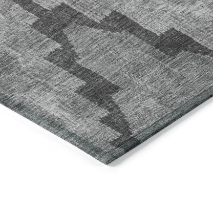 Machine Washable Indoor/Outdoor Chantille Gray 1'8" x 2'6" Rug