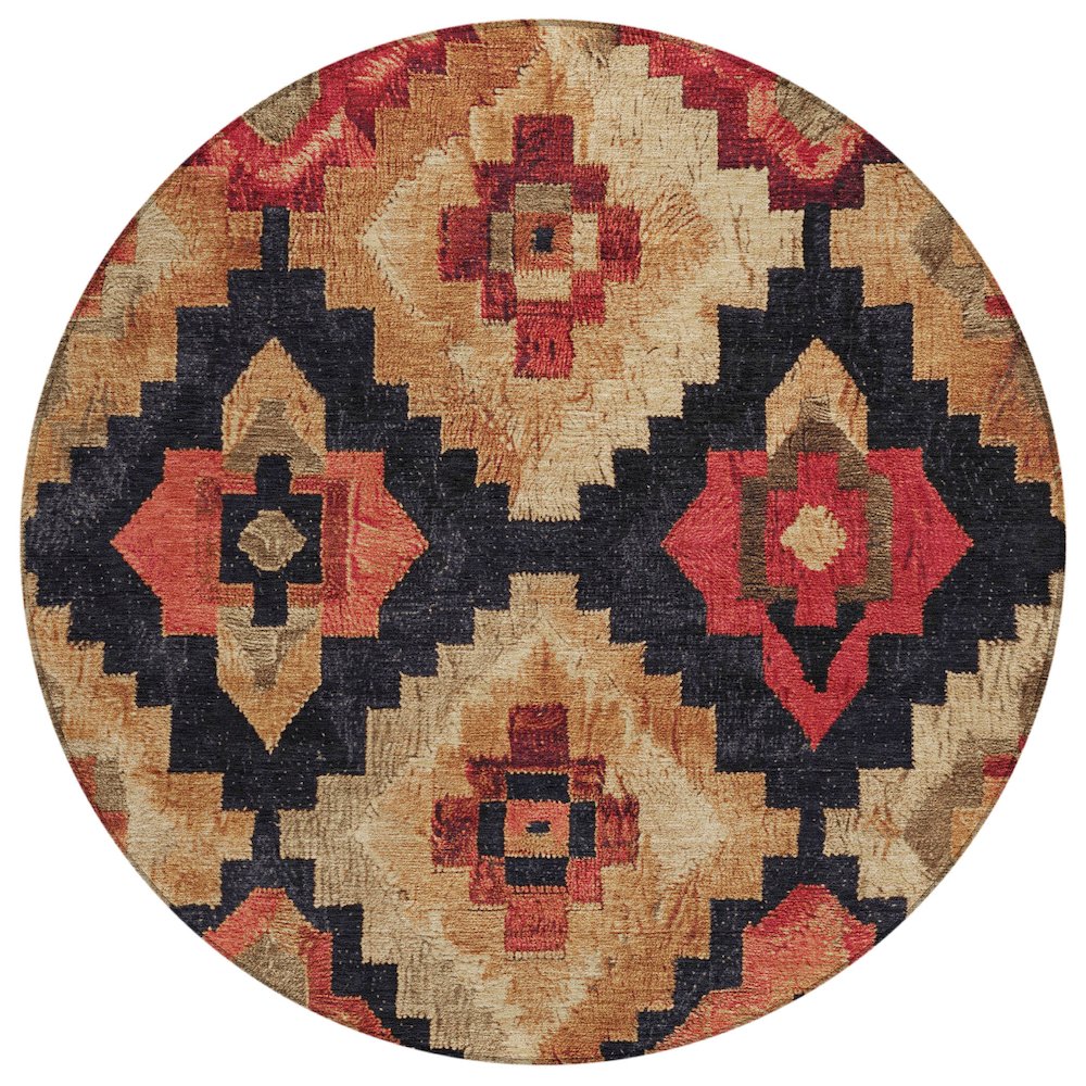 Machine Washable Indoor/Outdoor Chantille Rust 8' x 8' Round Rug