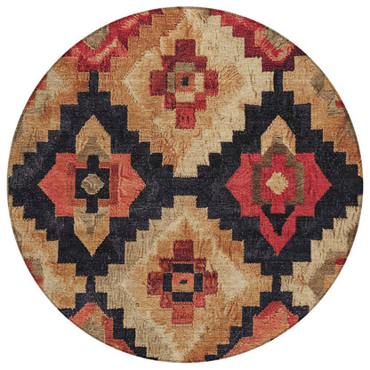Machine Washable Indoor/Outdoor Chantille Rust 8' x 8' Round Rug