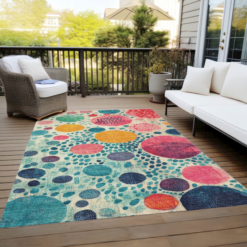 Machine Washable Indoor/Outdoor Chantille Teal 2'6" x 3'10" Rug