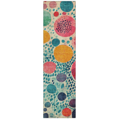Machine Washable Indoor/Outdoor Chantille Teal 2'3" x 7'6" Runner Rug