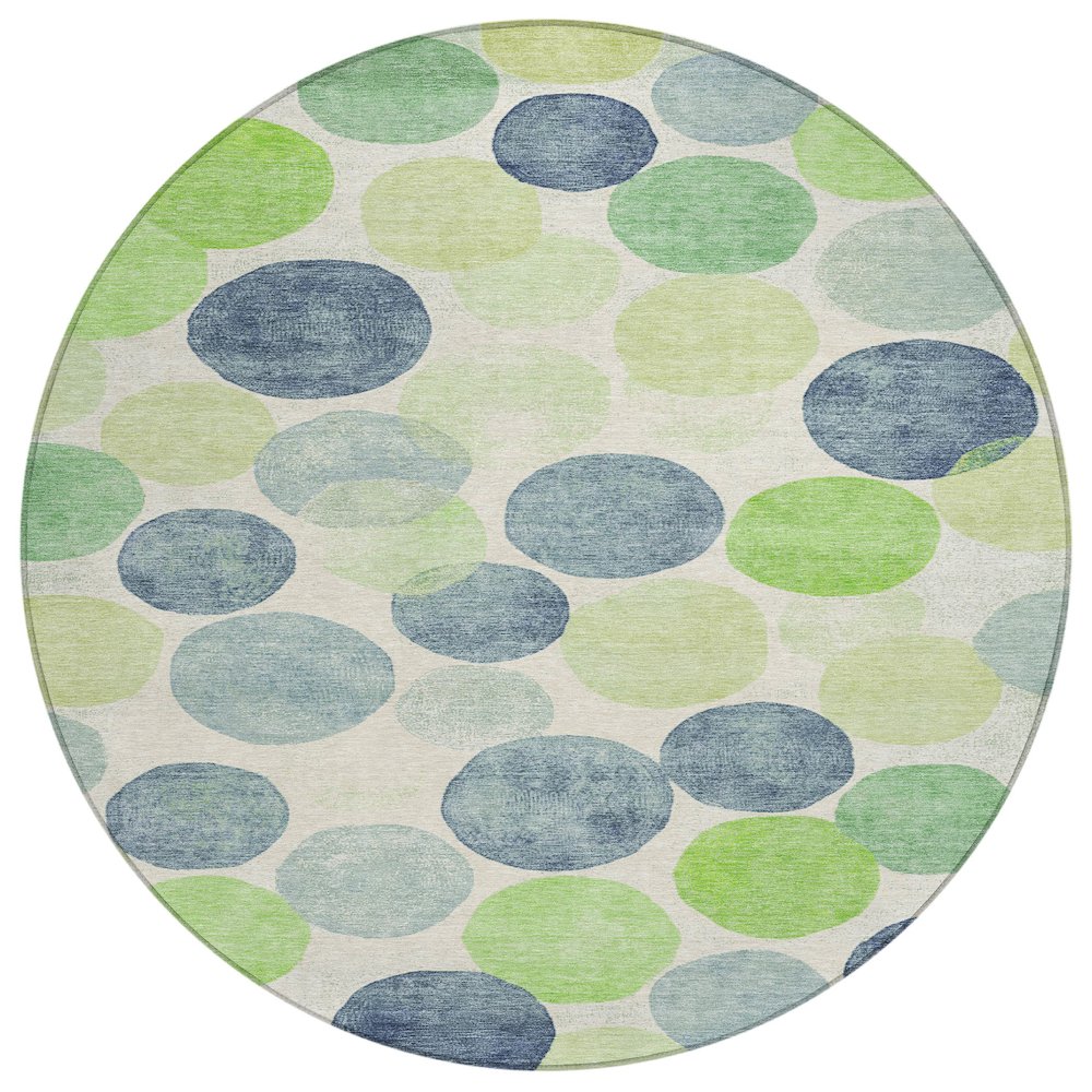 Machine Washable Indoor/Outdoor Chantille Navy 8' x 8' Round Rug