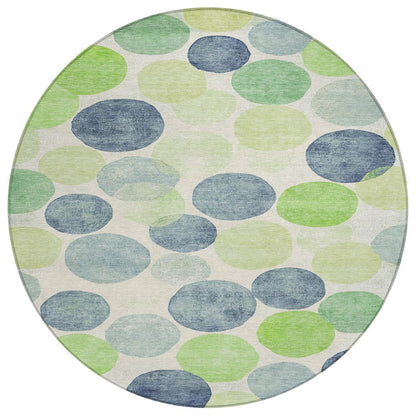 Machine Washable Indoor/Outdoor Chantille Navy 8' x 8' Round Rug