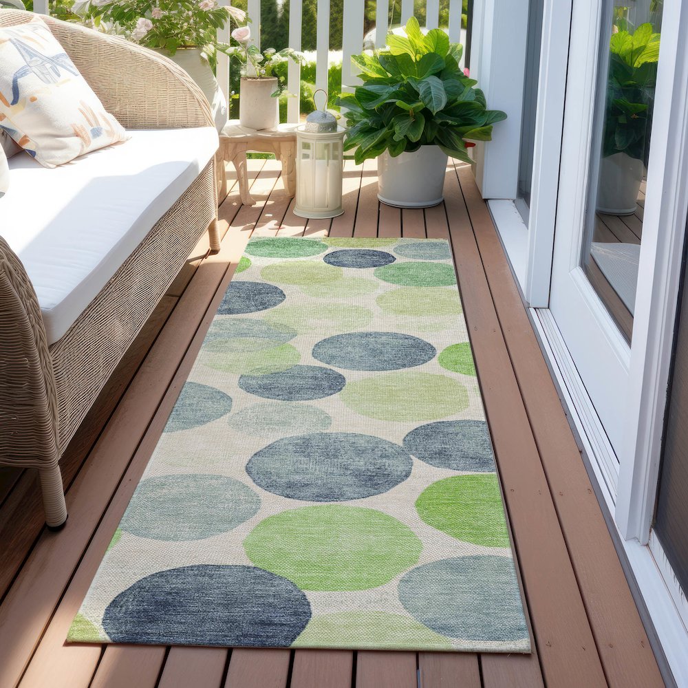 Machine Washable Indoor/Outdoor Chantille Navy 2'3" x 7'6" Runner Rug