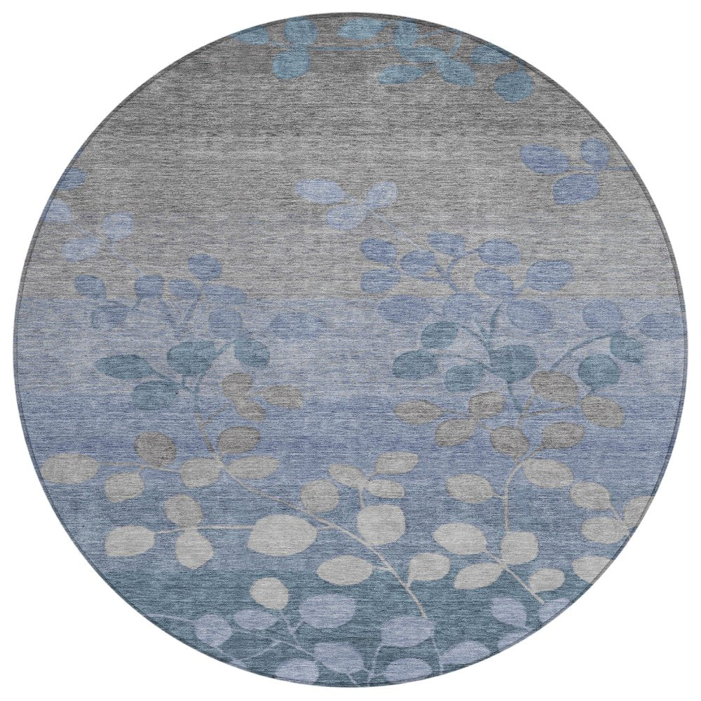Machine Washable Indoor/Outdoor Chantille Denim 8' x 8' Round Rug