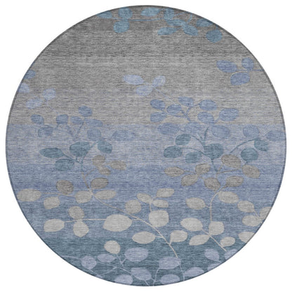 Machine Washable Indoor/Outdoor Chantille Denim 8' x 8' Round Rug