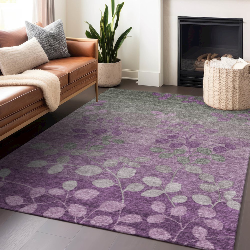 Machine Washable Indoor/Outdoor Chantille Purple 2'6" x 3'10" Rug