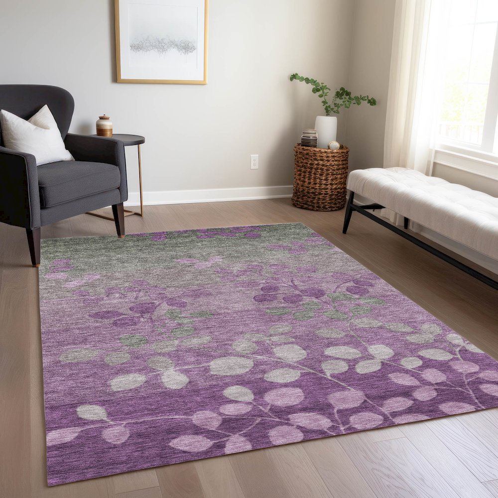 Machine Washable Indoor/Outdoor Chantille Purple 2'6" x 3'10" Rug