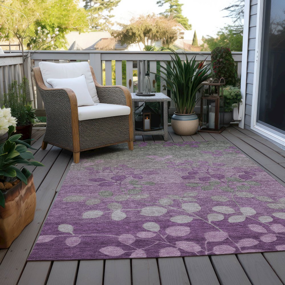 Machine Washable Indoor/Outdoor Chantille Purple 2'6" x 3'10" Rug