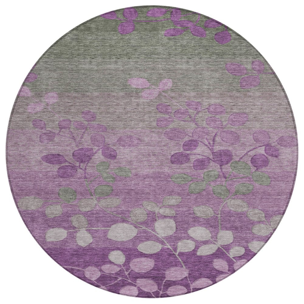 Machine Washable Indoor/Outdoor Chantille Purple 8' x 8' Round Rug