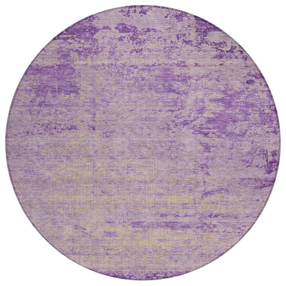 Machine Washable Indoor/Outdoor Chantille Purple 8' x 8' Round Rug