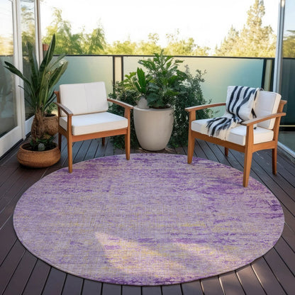 Machine Washable Indoor/Outdoor Chantille Purple 8' x 8' Round Rug