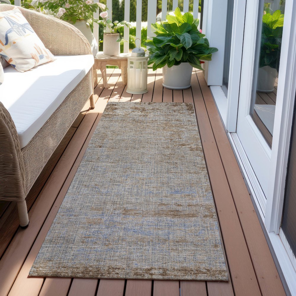 Machine Washable Indoor/Outdoor Chantille Taupe 2'3" x 7'6" Runner Rug