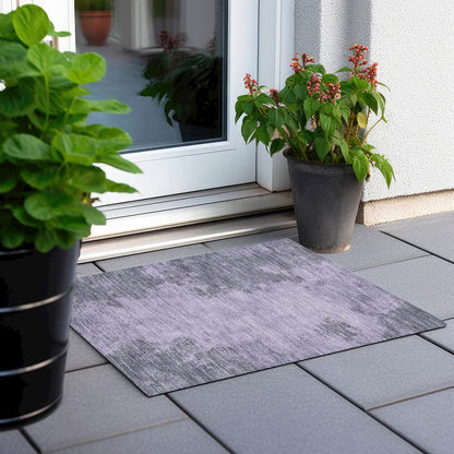 Machine Washable Indoor/Outdoor Chantille Purple 1'8" x 2'6" Rug