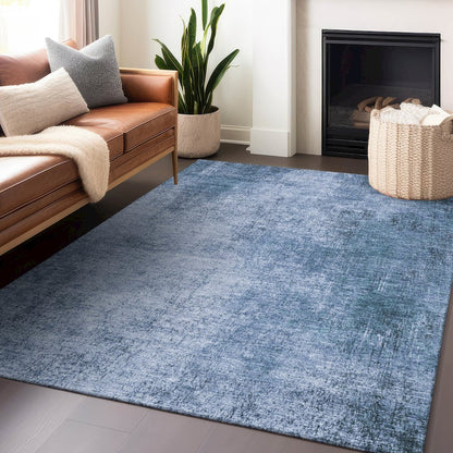 Machine Washable Indoor/Outdoor Chantille Blue 2'6" x 3'10" Rug