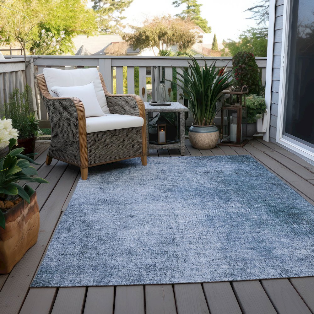 Machine Washable Indoor/Outdoor Chantille Blue 2'6" x 3'10" Rug
