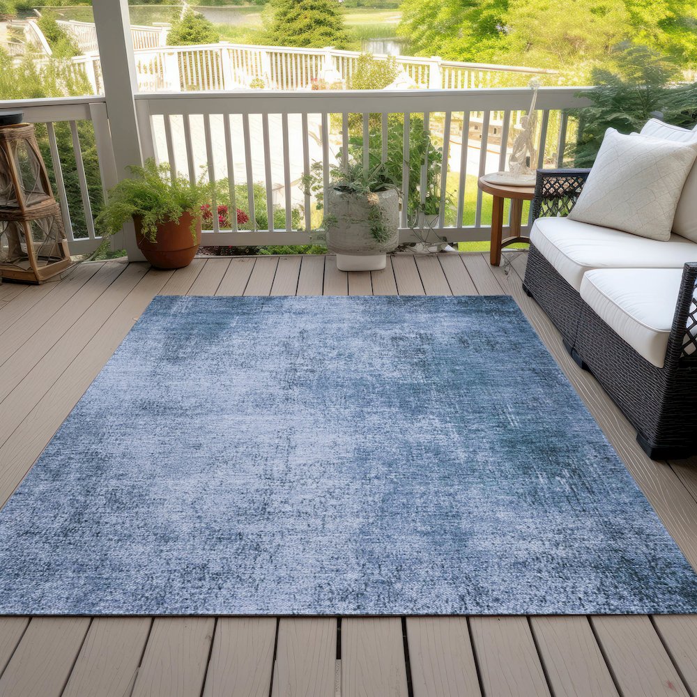 Machine Washable Indoor/Outdoor Chantille Blue 2'6" x 3'10" Rug