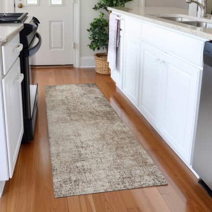 Machine Washable Indoor/Outdoor Chantille Taupe 2'3" x 7'6" Runner Rug