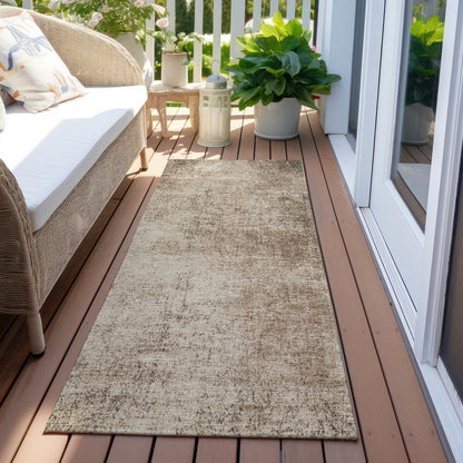 Machine Washable Indoor/Outdoor Chantille Taupe 2'3" x 7'6" Runner Rug
