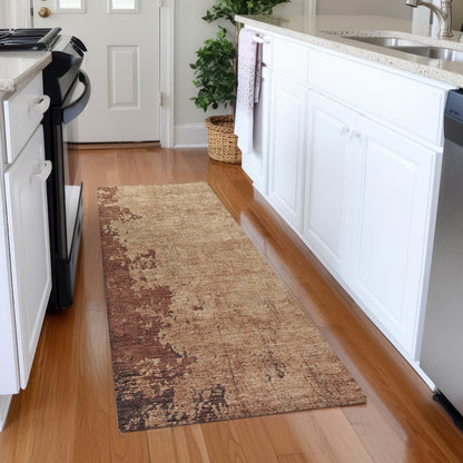 Machine Washable Indoor/Outdoor Chantille Paprika 2'3" x 7'6" Runner Rug