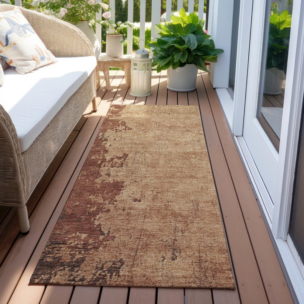 Machine Washable Indoor/Outdoor Chantille Paprika 2'3" x 7'6" Runner Rug