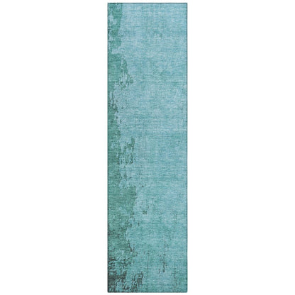 Machine Washable Indoor/Outdoor Chantille Teal 2'3" x 7'6" Runner Rug