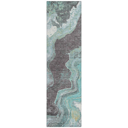 Machine Washable Indoor/Outdoor Chantille Teal 2'3" x 7'6" Runner Rug