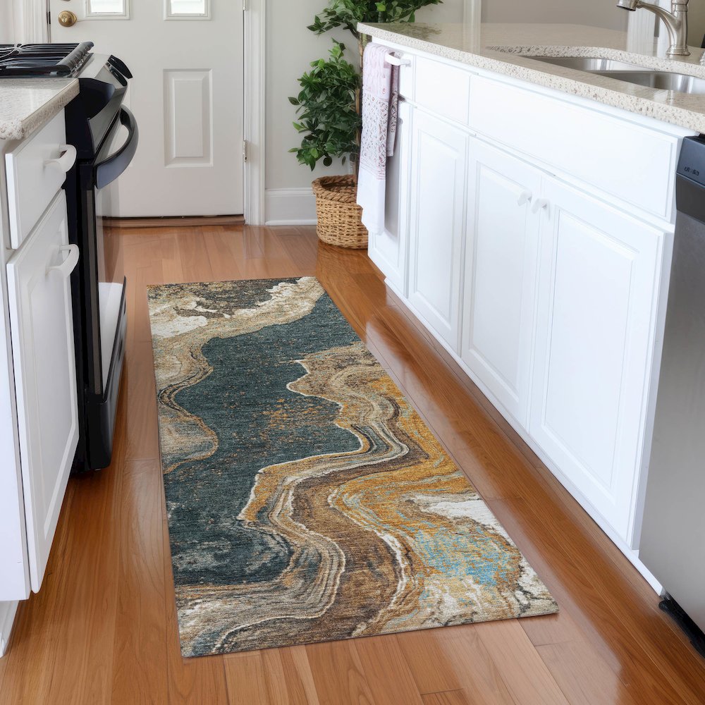 Machine Washable Indoor/Outdoor Chantille Wheat 2'3" x 7'6" Runner Rug