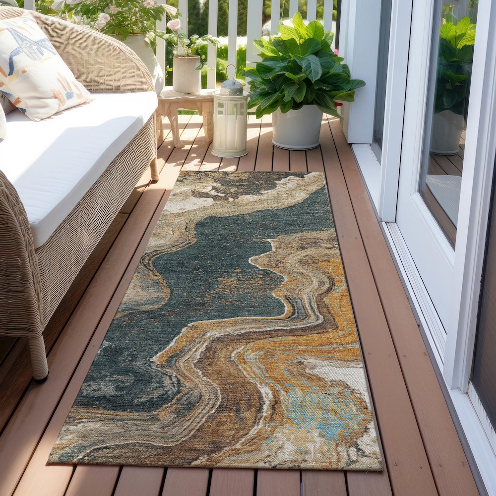 Machine Washable Indoor/Outdoor Chantille Wheat 2'3" x 7'6" Runner Rug