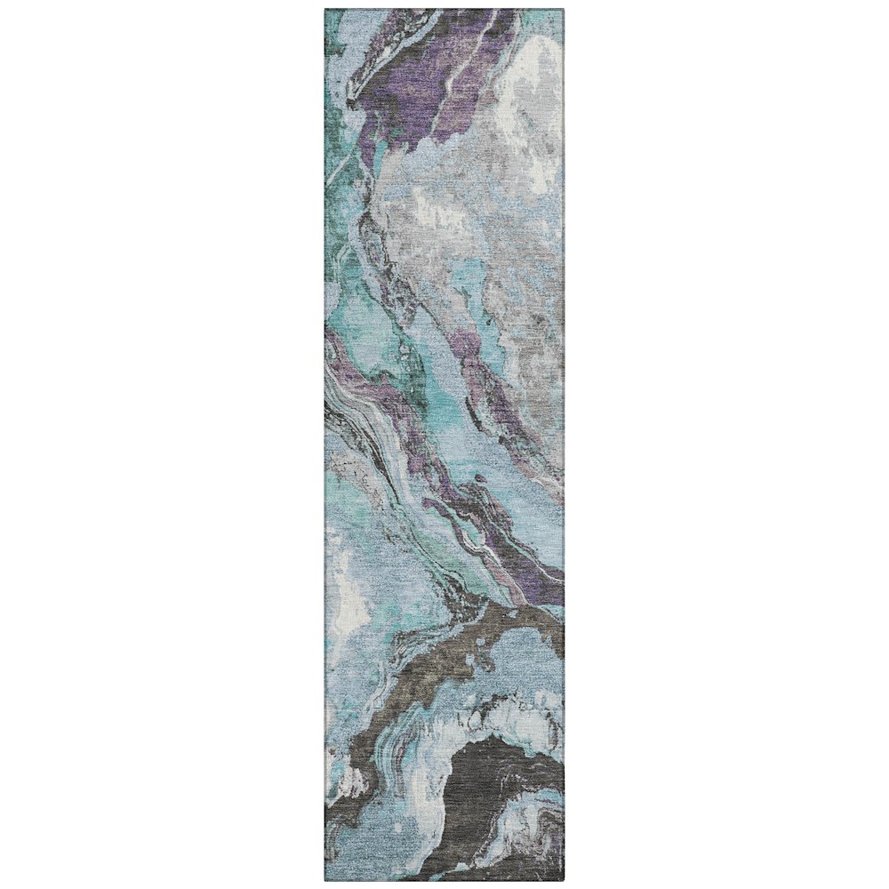 Machine Washable Indoor/Outdoor Chantille Teal 2'3" x 7'6" Runner Rug