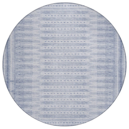 Machine Washable Indoor/Outdoor Chantille Blue 8' x 8' Round Rug