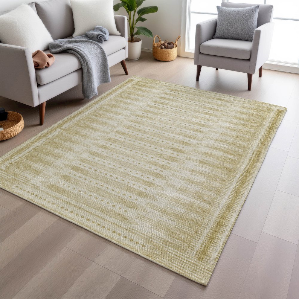 Machine Washable Indoor/Outdoor Chantille Gold 2'6" x 3'10" Rug