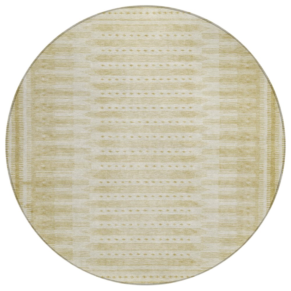 Machine Washable Indoor/Outdoor Chantille Gold 8' x 8' Round Rug