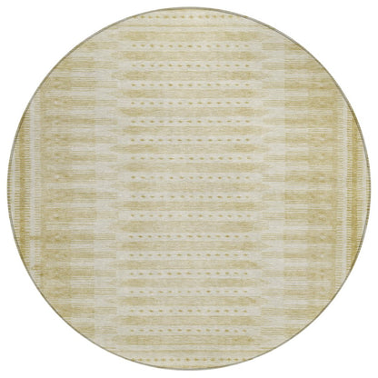 Machine Washable Indoor/Outdoor Chantille Gold 8' x 8' Round Rug