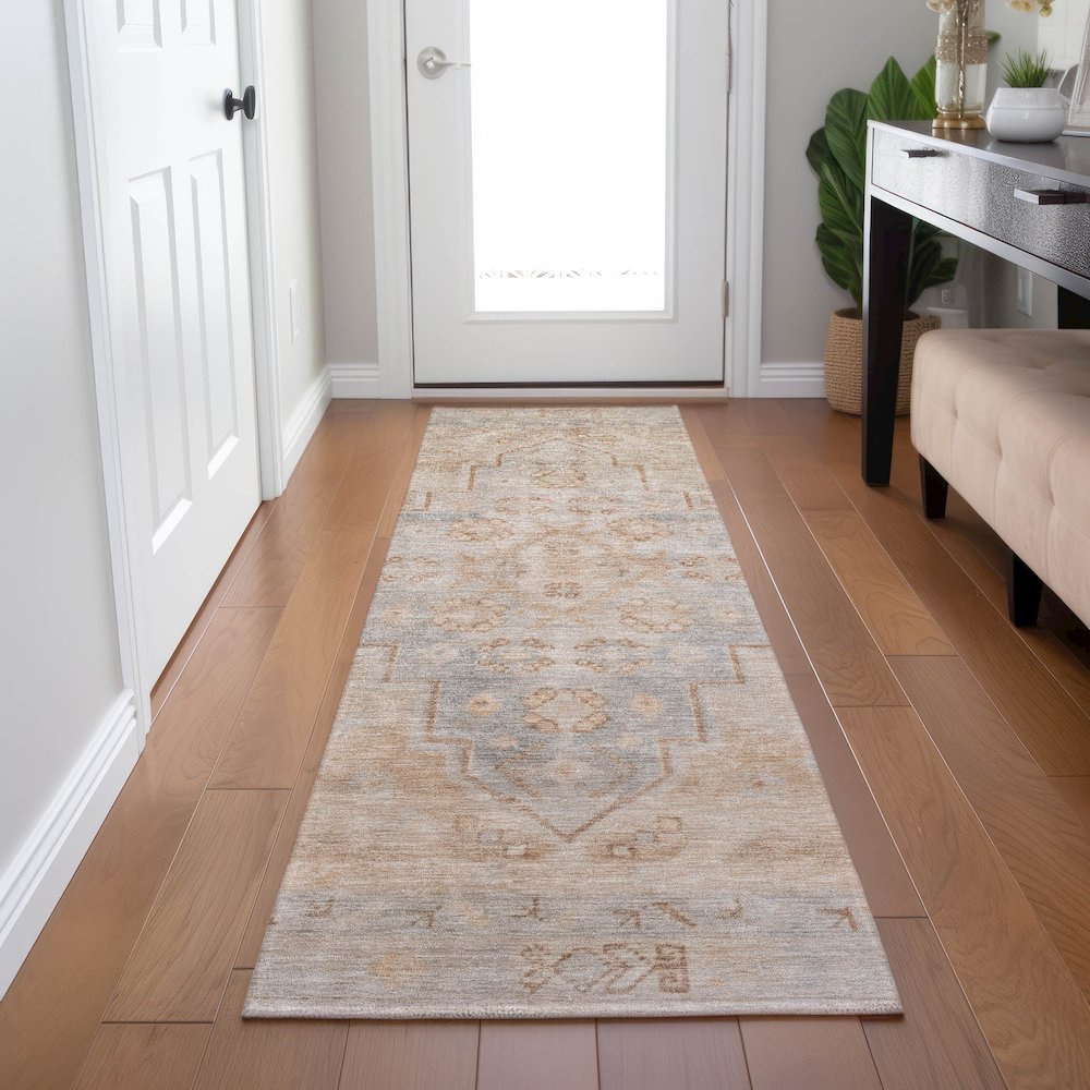 Machine Washable Indoor/Outdoor Chantille Copper 2'3" x 7'6" Runner Rug