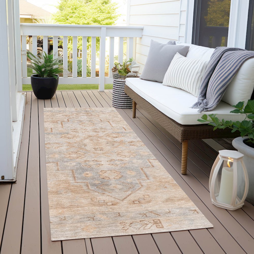 Machine Washable Indoor/Outdoor Chantille Copper 2'3" x 7'6" Runner Rug