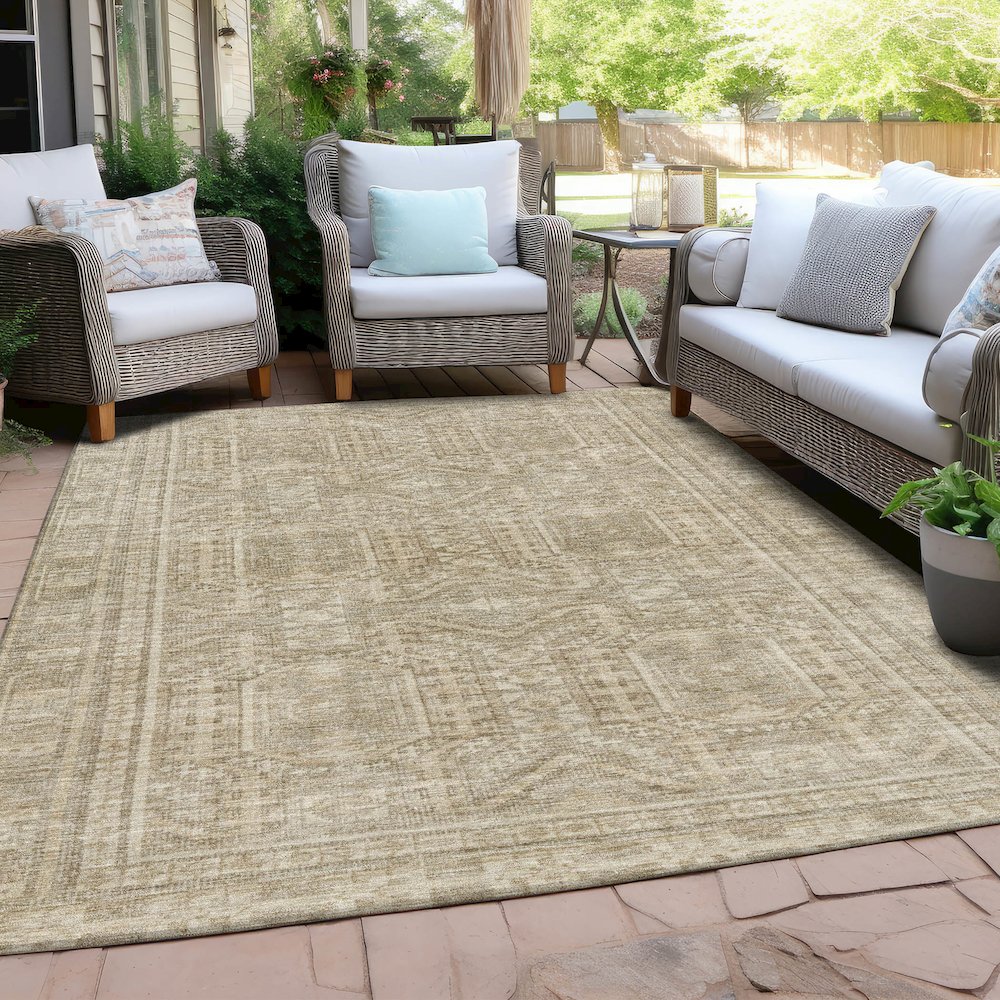 Machine Washable Indoor/Outdoor Chantille Beige 2'6" x 3'10" Rug