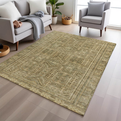 Machine Washable Indoor/Outdoor Chantille Khaki 2'6" x 3'10" Rug