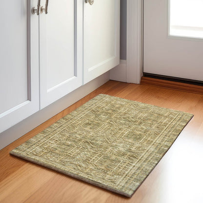 Machine Washable Indoor/Outdoor Chantille Khaki 1'8" x 2'6" Rug