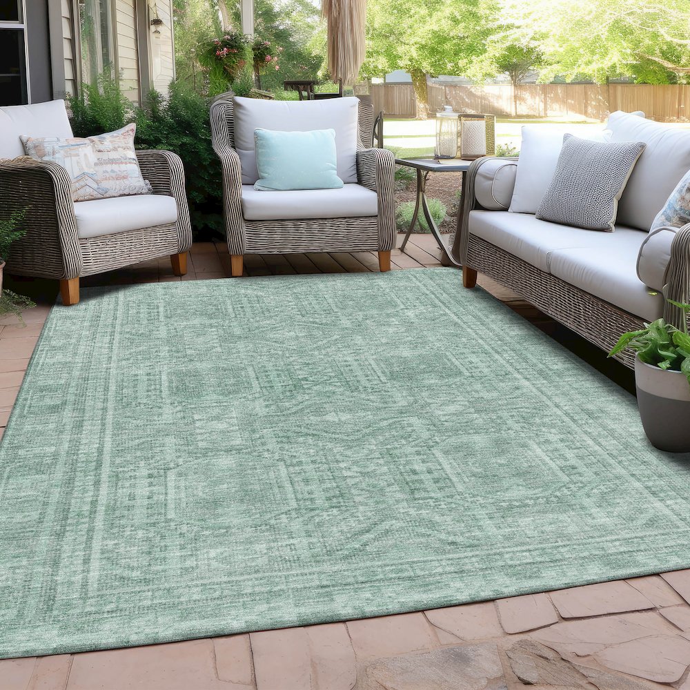 Machine Washable Indoor/Outdoor Chantille Teal 2'6" x 3'10" Rug