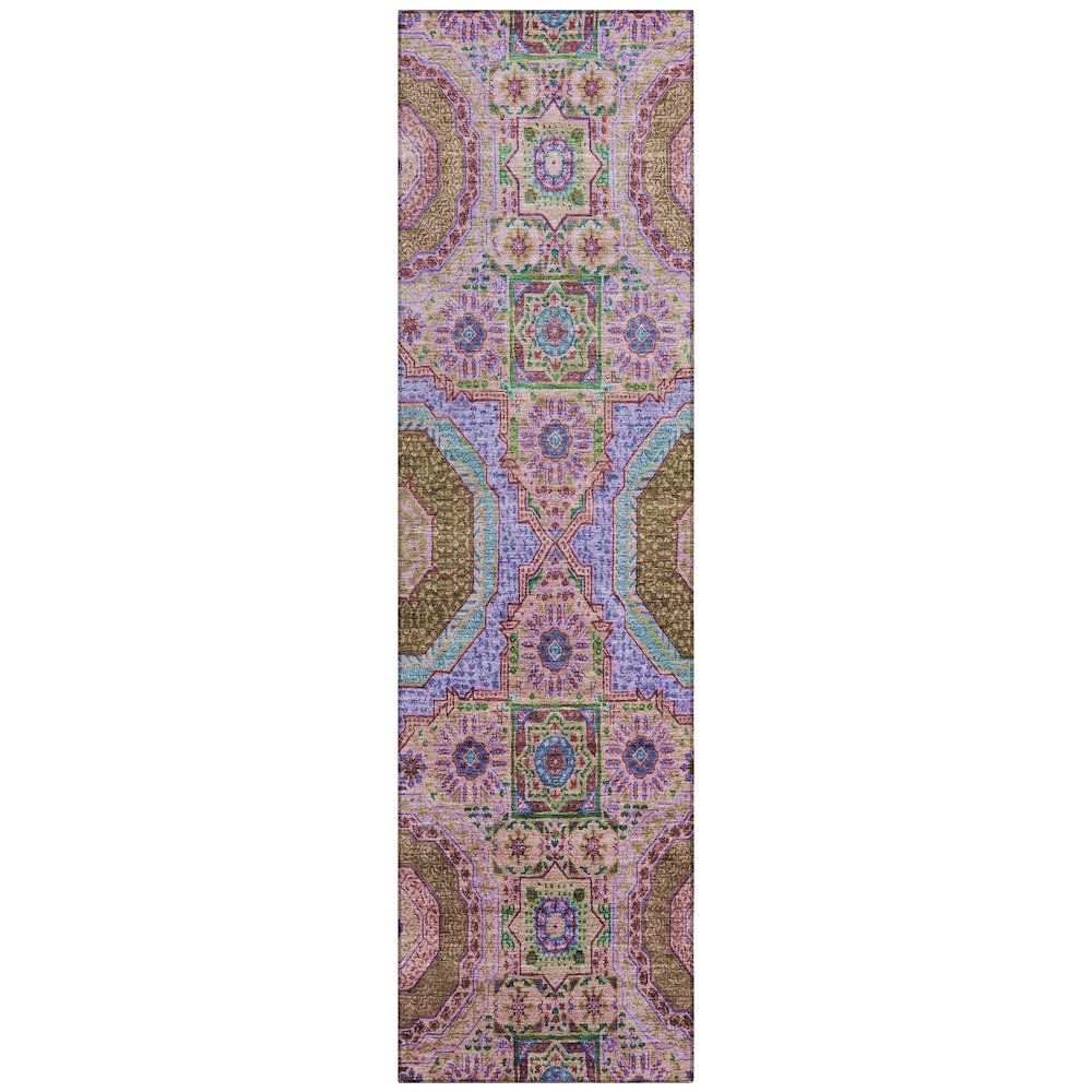 Machine Washable Indoor/Outdoor Chantille Pink 2'3" x 7'6" Runner Rug